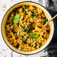 One Pot Yellow Rice with Marinated Chickpeas