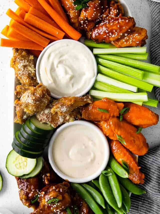 Air Fryer Chicken Wings (+4 sauces!) - Fit Foodie Finds