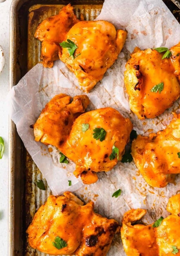 Buffalo Baked Boneless Chicken Thighs