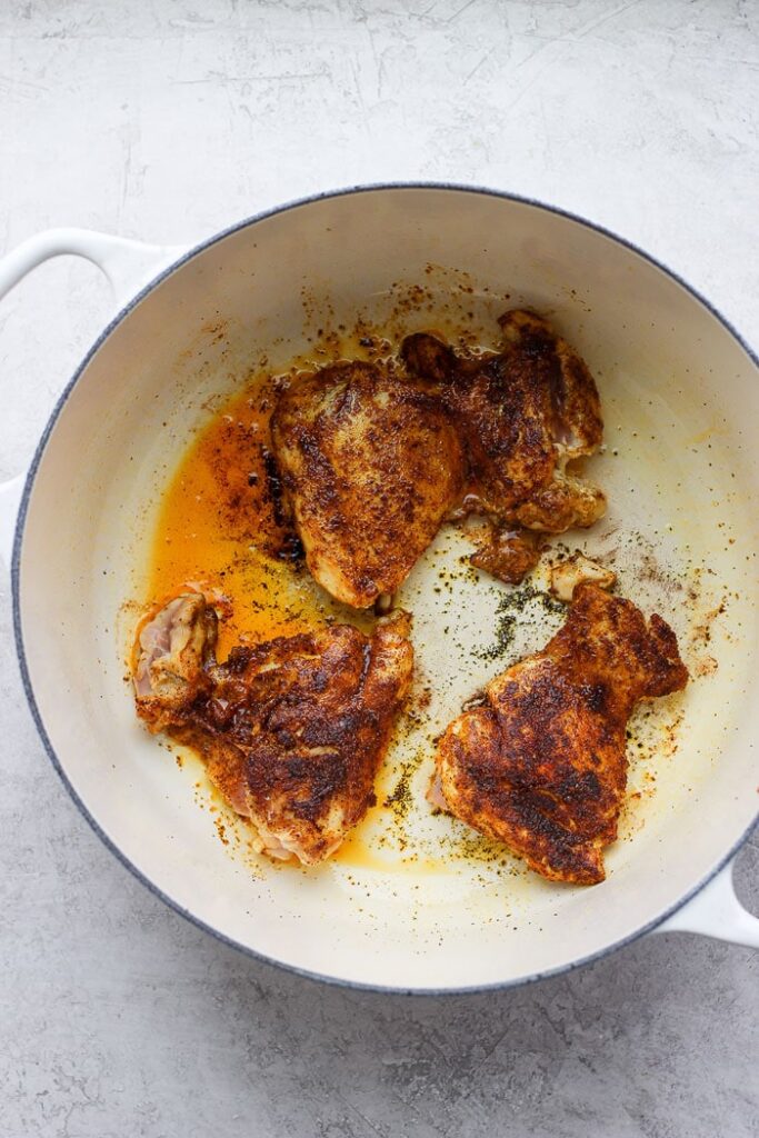 searing thighs in Dutch oven