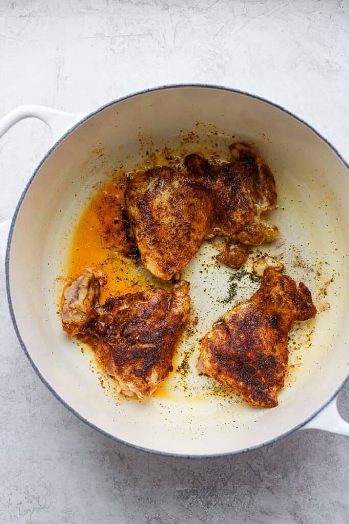 searing thighs in Dutch oven