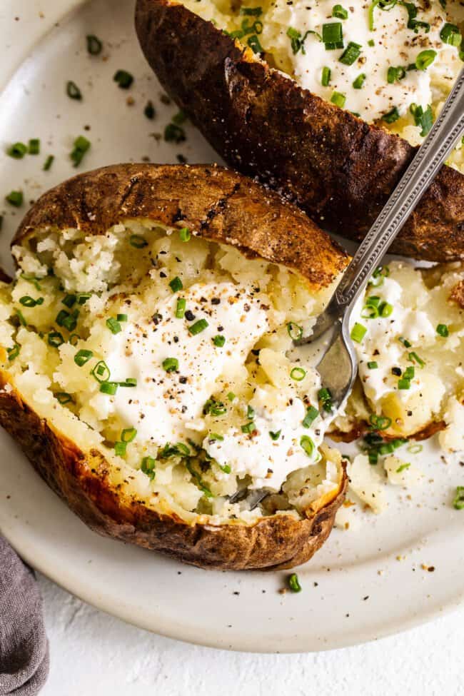 Air Fryer Baked Potatoes - Fit Foodie Finds