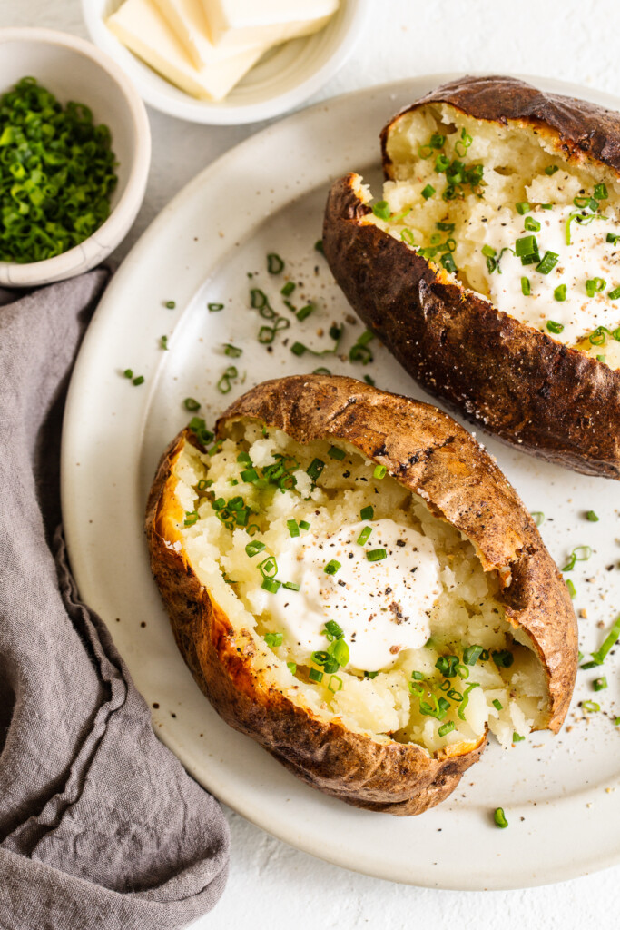 Air Fryer Baked Potatoes (crispy skin, fluffy middle) - A Pinch of Healthy