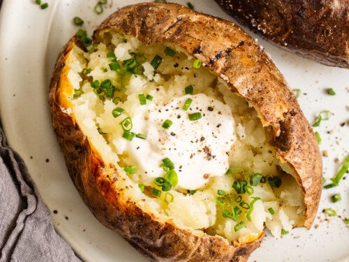 Air Fryer Baked Potatoes ~ crispy skin, fluffy in ~ A Gouda Life