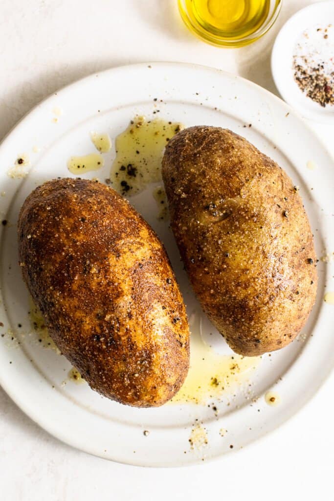 russet potatoes with olive oil, salt, and pepper