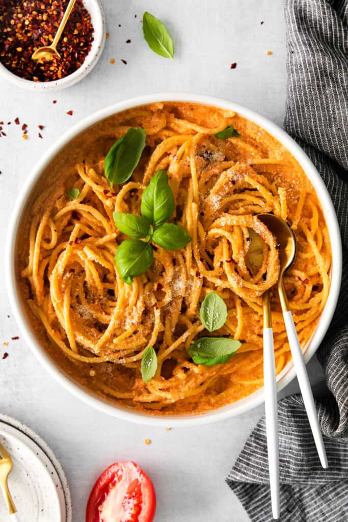 vegan pasta in bowl
