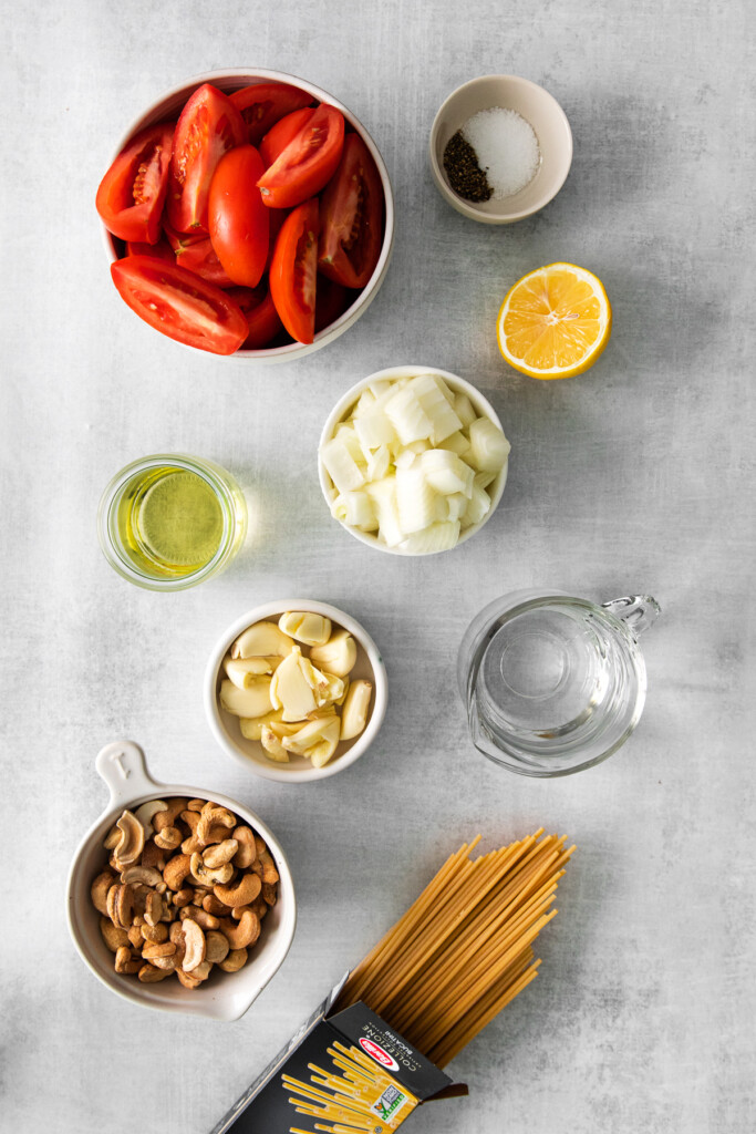 Creamy Tomato Vegan Pasta (made with cashews!) - Fit Foodie Finds