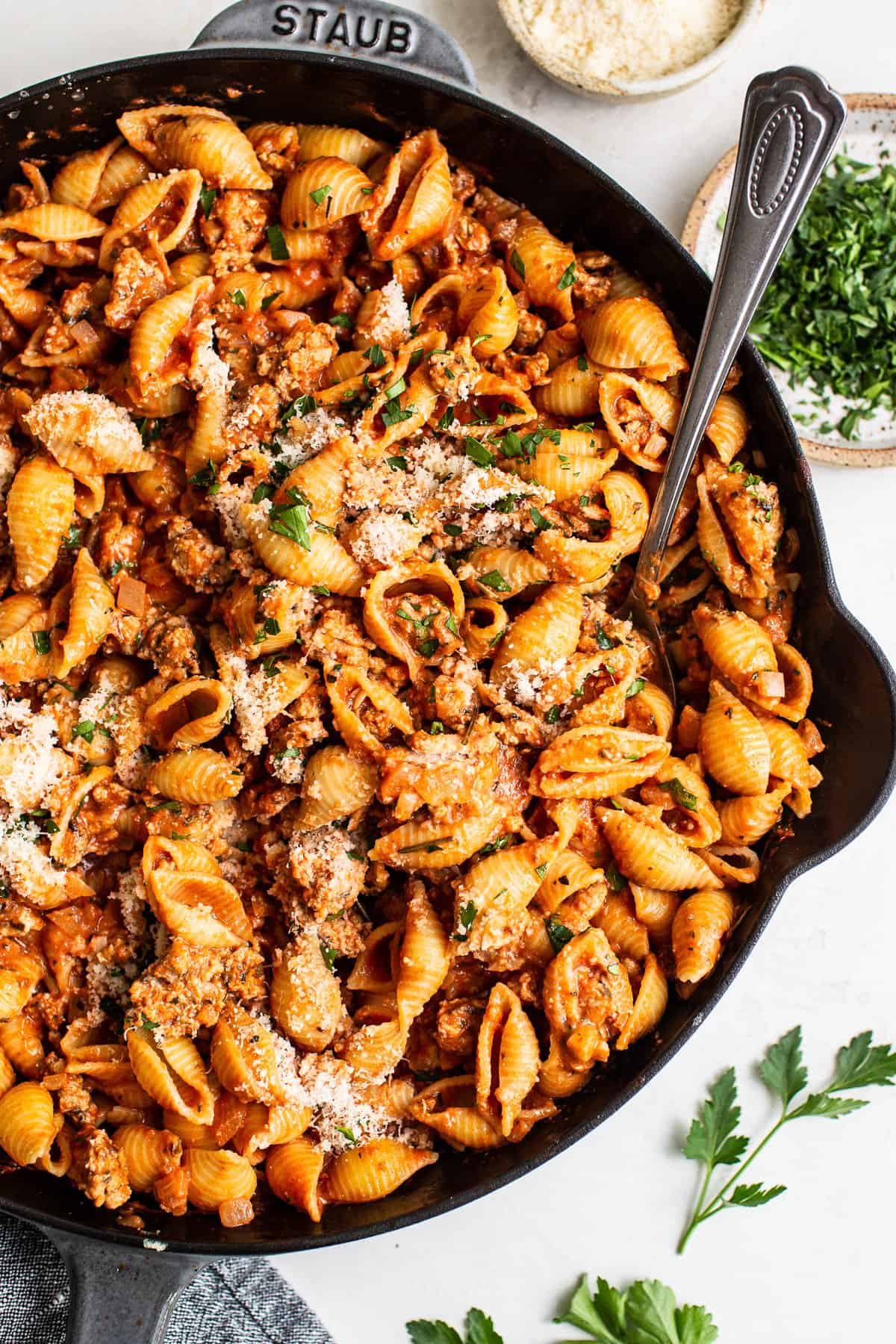 pasta in skillet