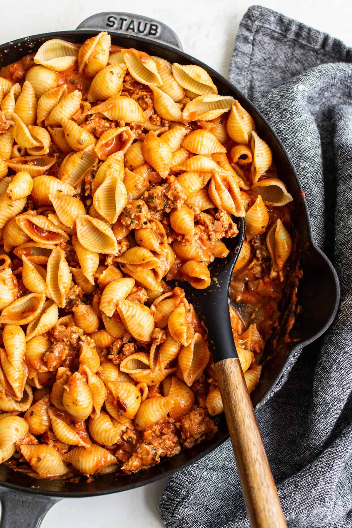 pasta in skillet