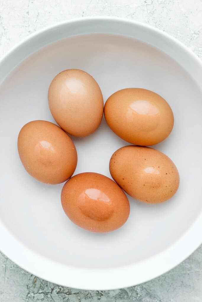 Eggs in a water bath. 