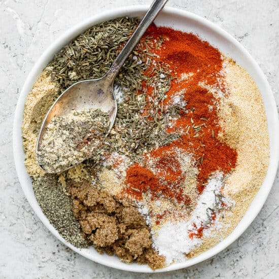 salmon seasoning on a plate.