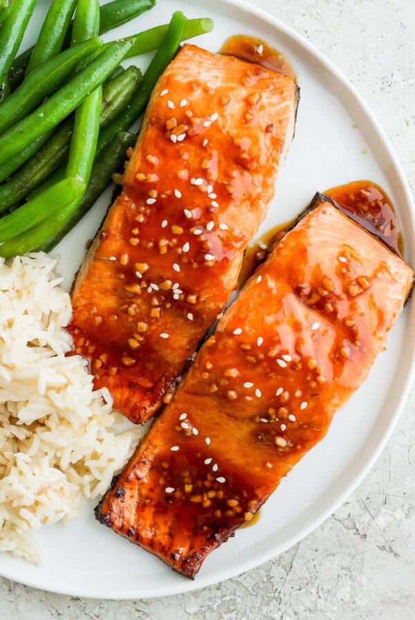 teriyaki salmon on plate