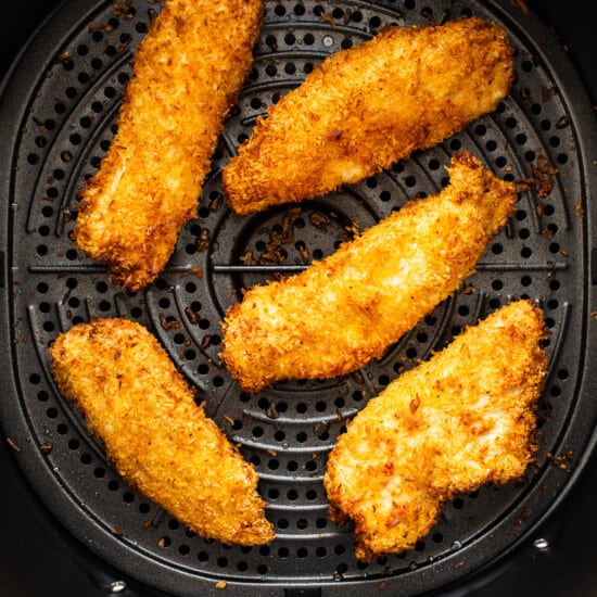 Fried chicken in an air fryer.
