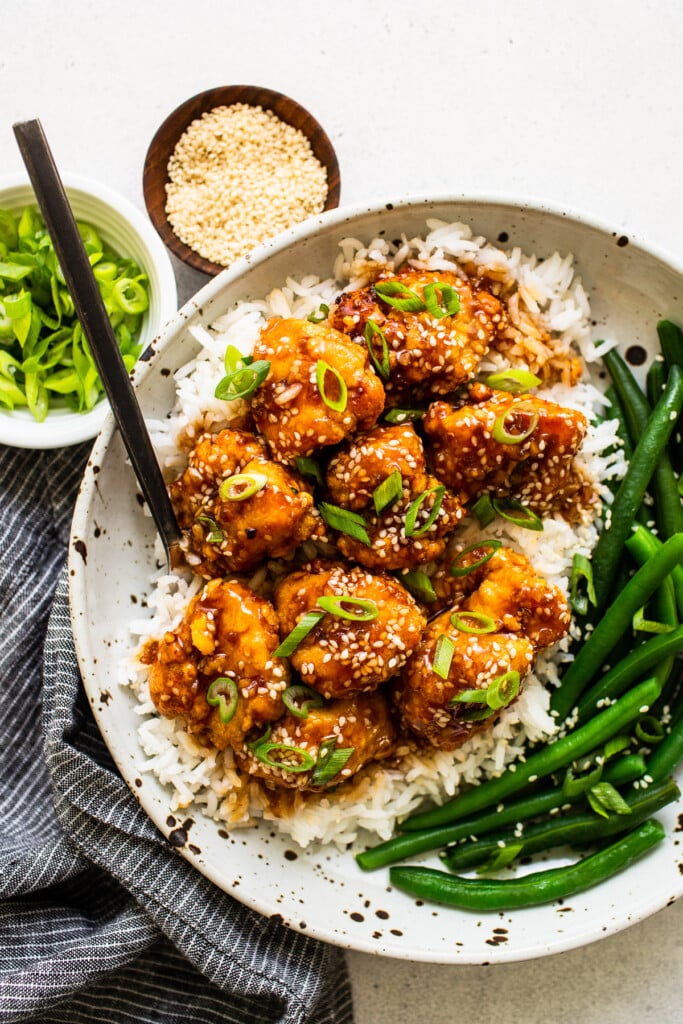 Air Fryer Honey Sesame Chicken (better than takeout!) - Fit Foodie Finds