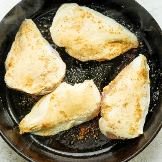 pan frying chicken.
