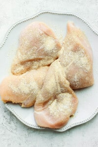 seasoning chicken breast.