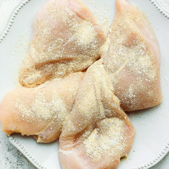 seasoning chicken breast.