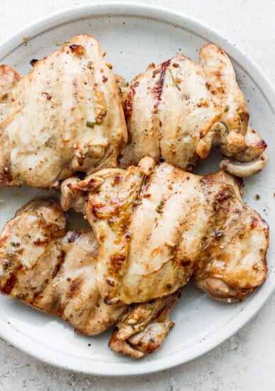 chicken thighs on plate.