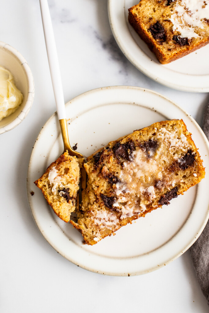 banana bread on plate