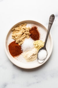 Dried spices on a plate.