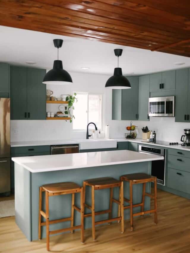 ikea green grey cabinets