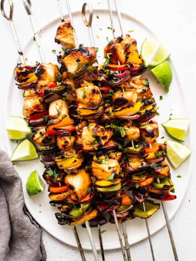 Rainbow Grilled Chicken Kabobs - Fit Foodie Finds