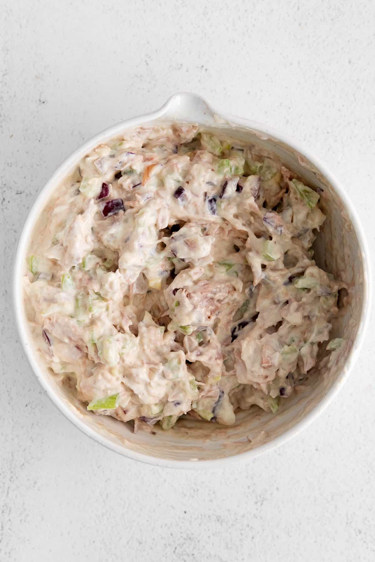 Healthy tuna salad in a bowl.