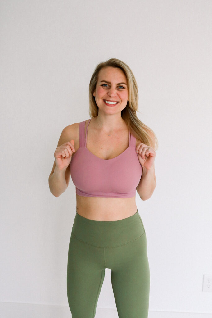 Woman wearing a lululemon bra.