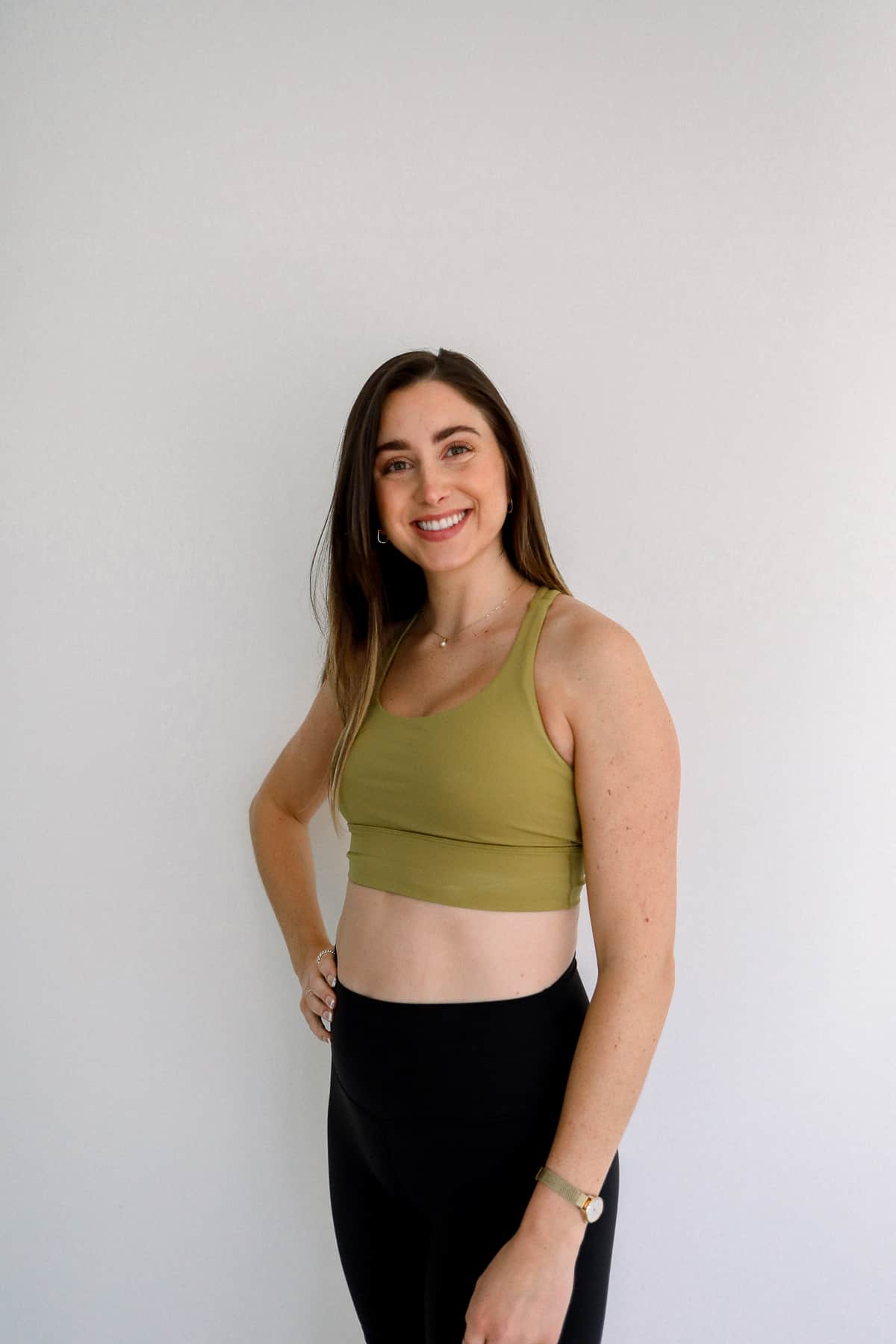 Woman wearing a lululemon bra.