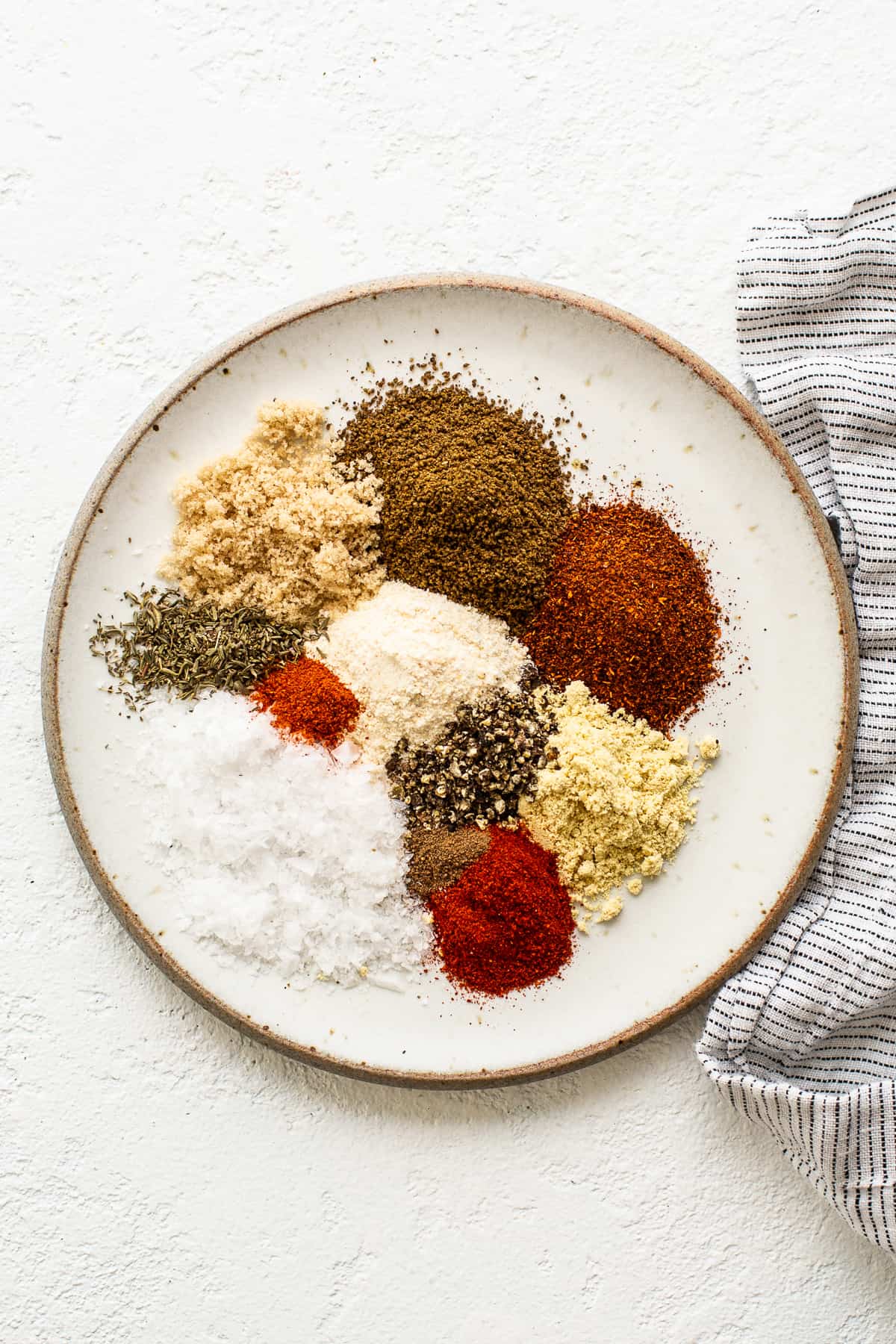 spices on a plate with towel.