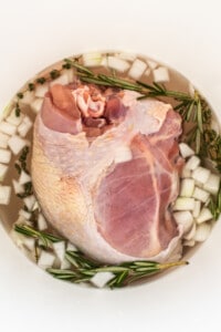 Turkey breast brining in a bucket.