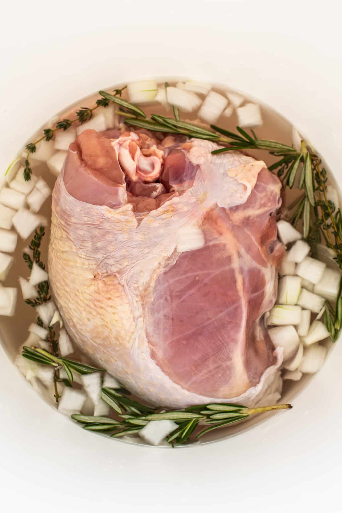 Turkey breast in a smoked turkey brine. 