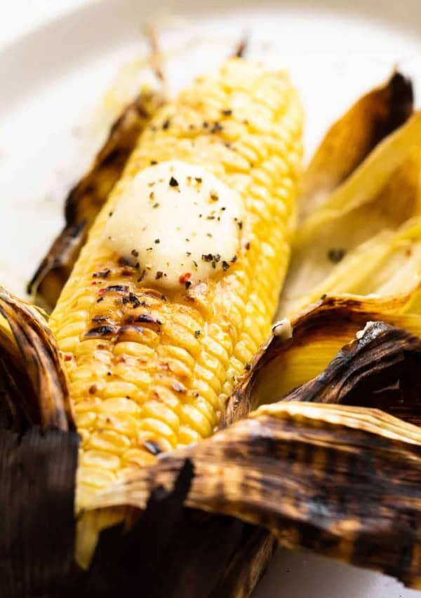 grilled corn in the husk