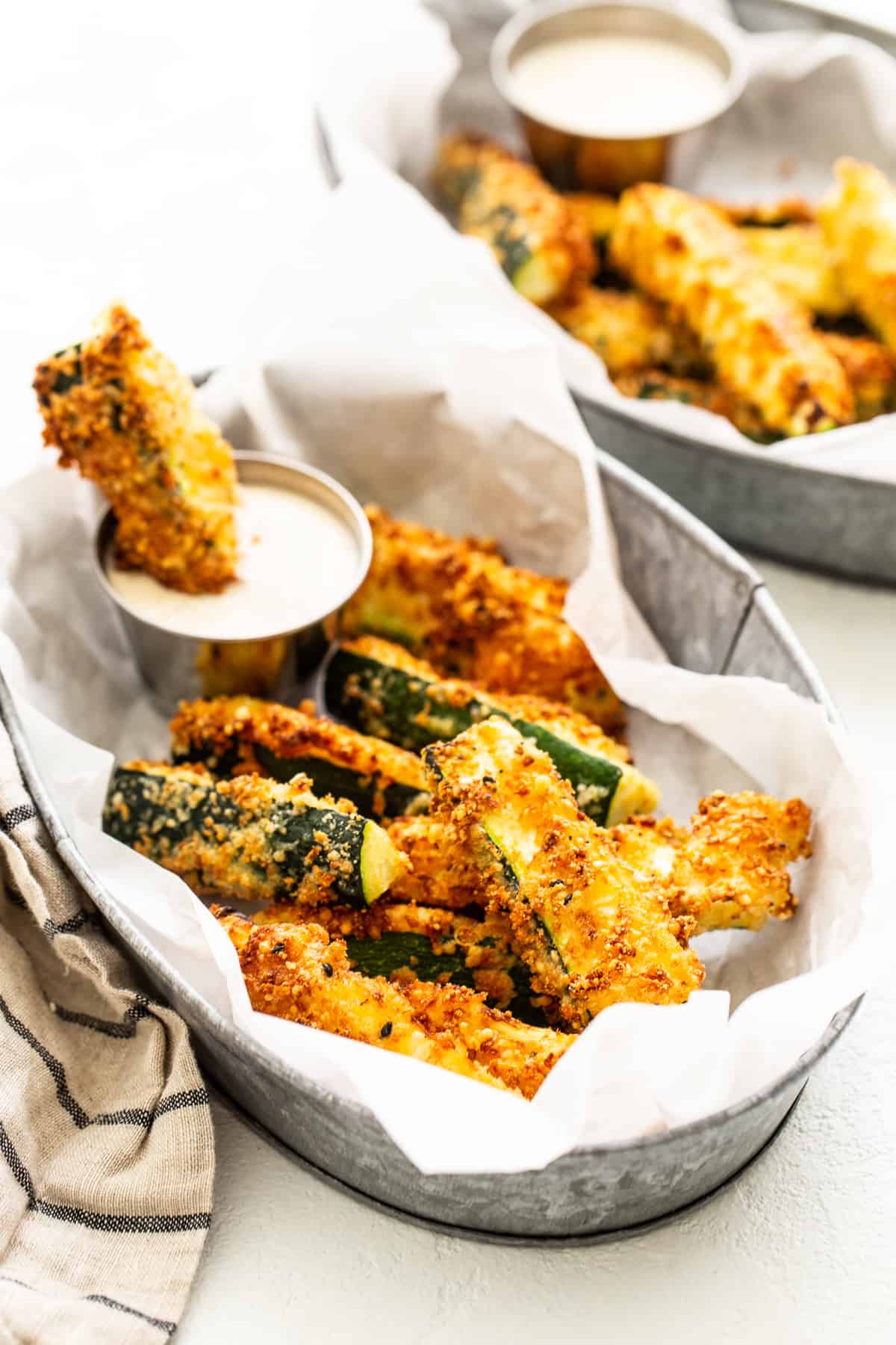 Easy Air Fryer Zucchini Fries with Garlic and Parmesan - Erhardts Eat