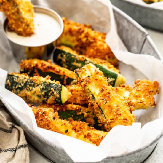 zucchini fries in basket.