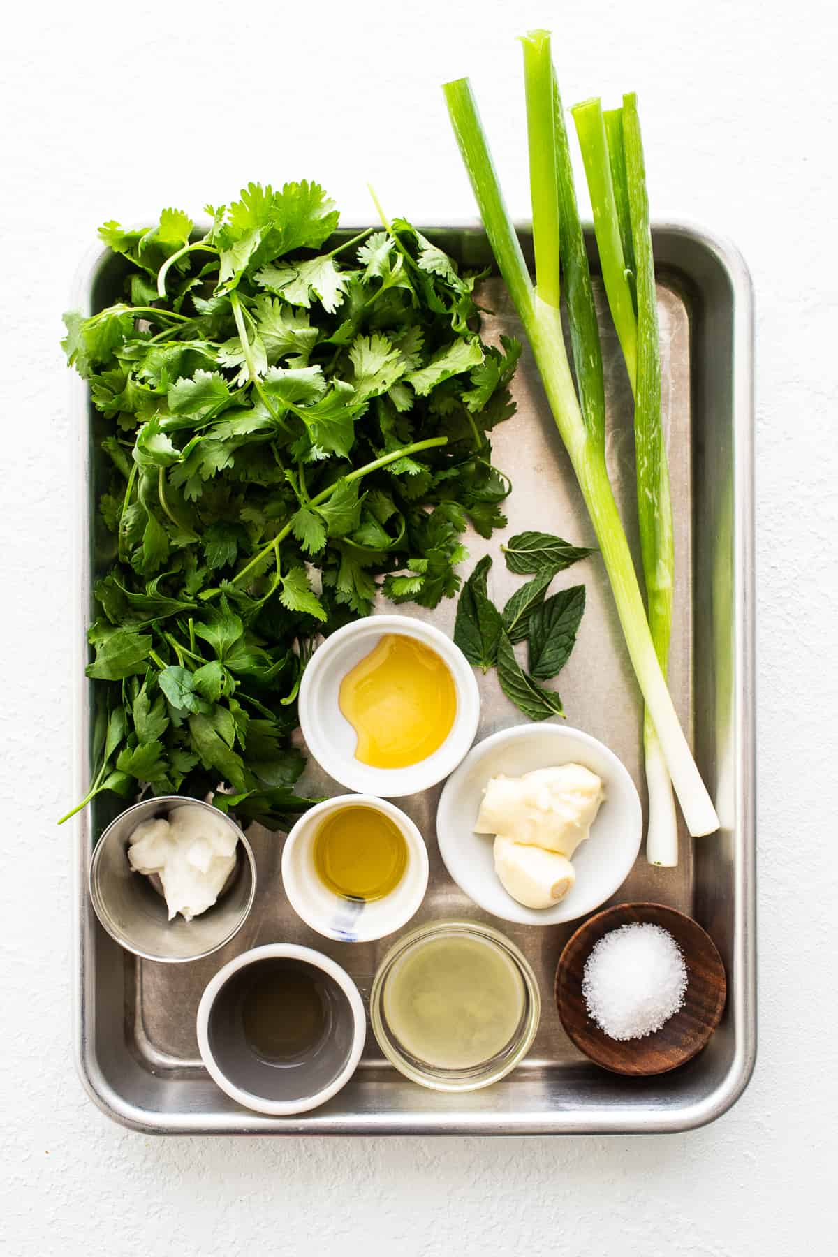 ingredients on baking sheet.