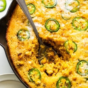 corn pudding in skillet