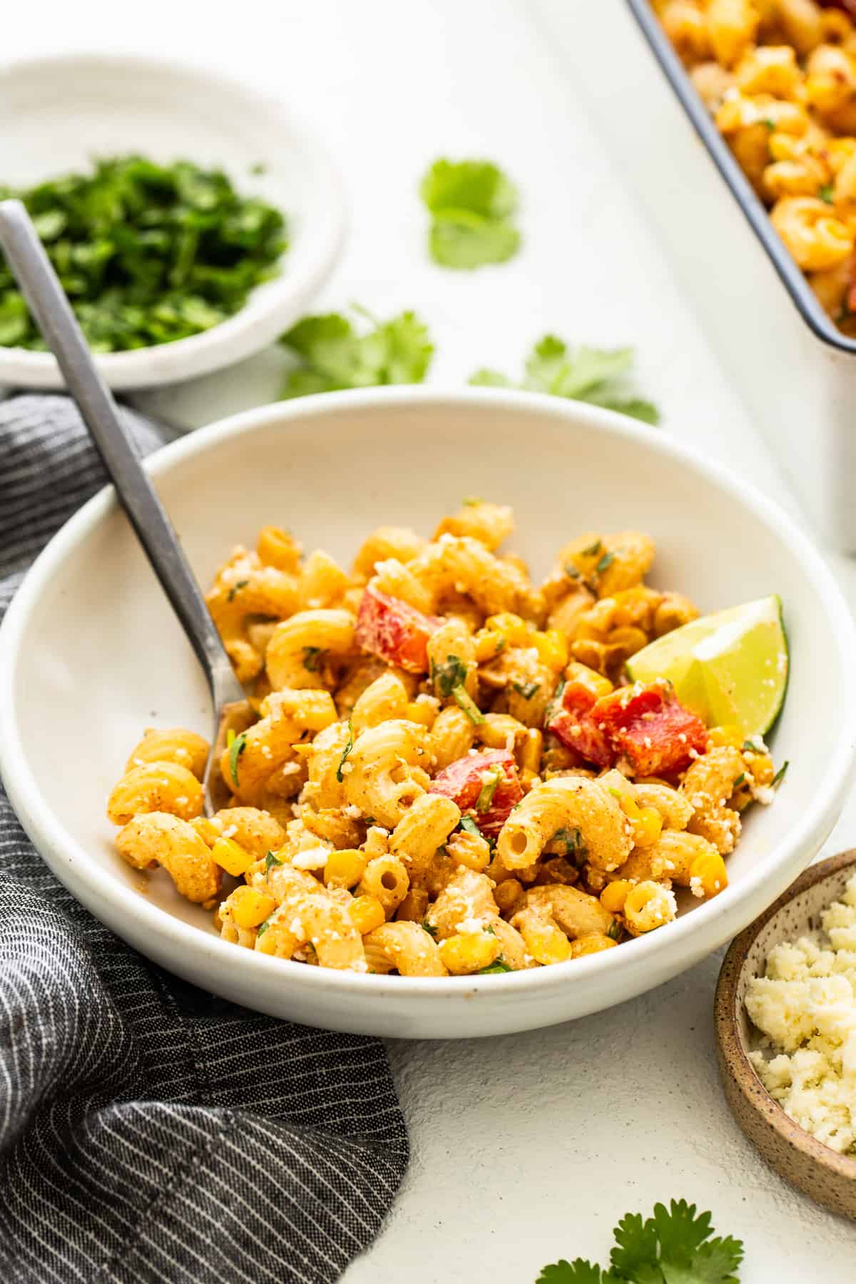 pasta salad in bowl.