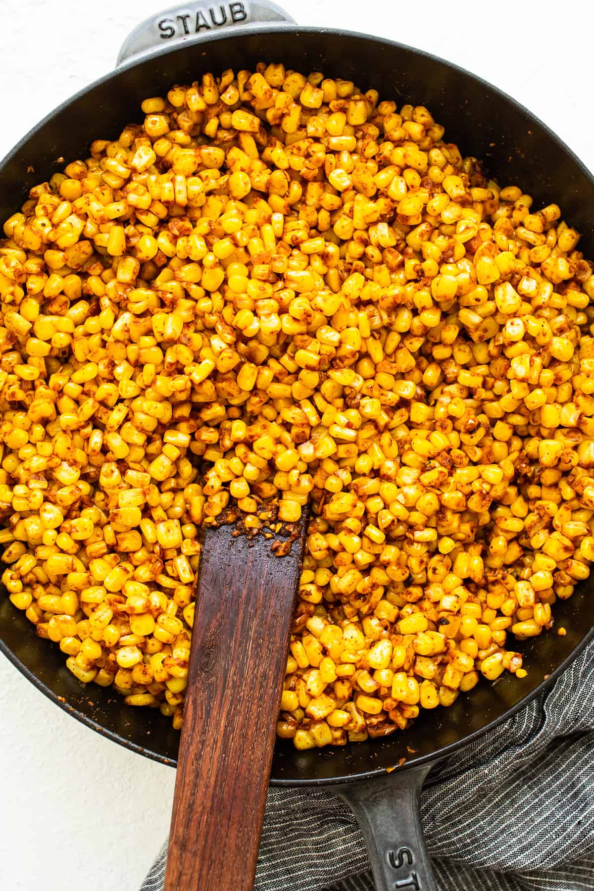 cooking corn in cast iron.