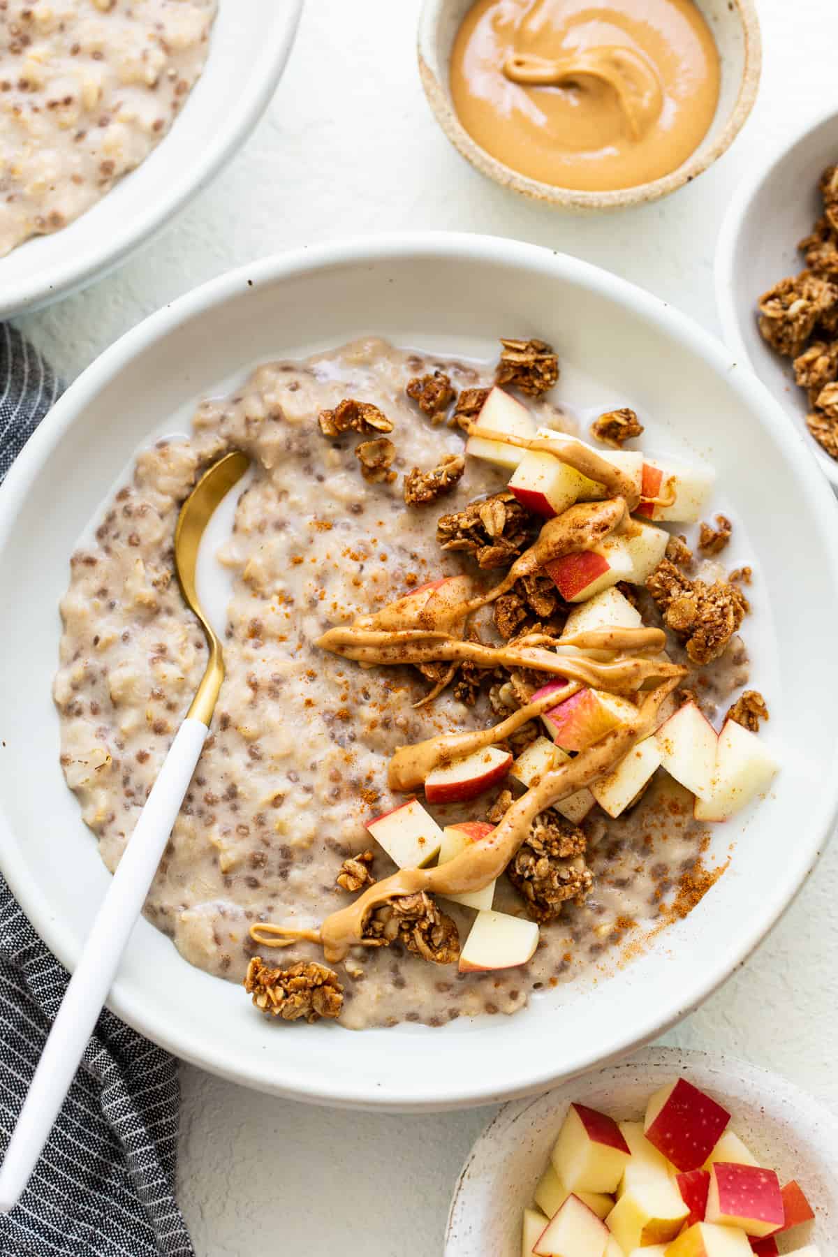 Apple cinnamon oatmeal in a bowl.