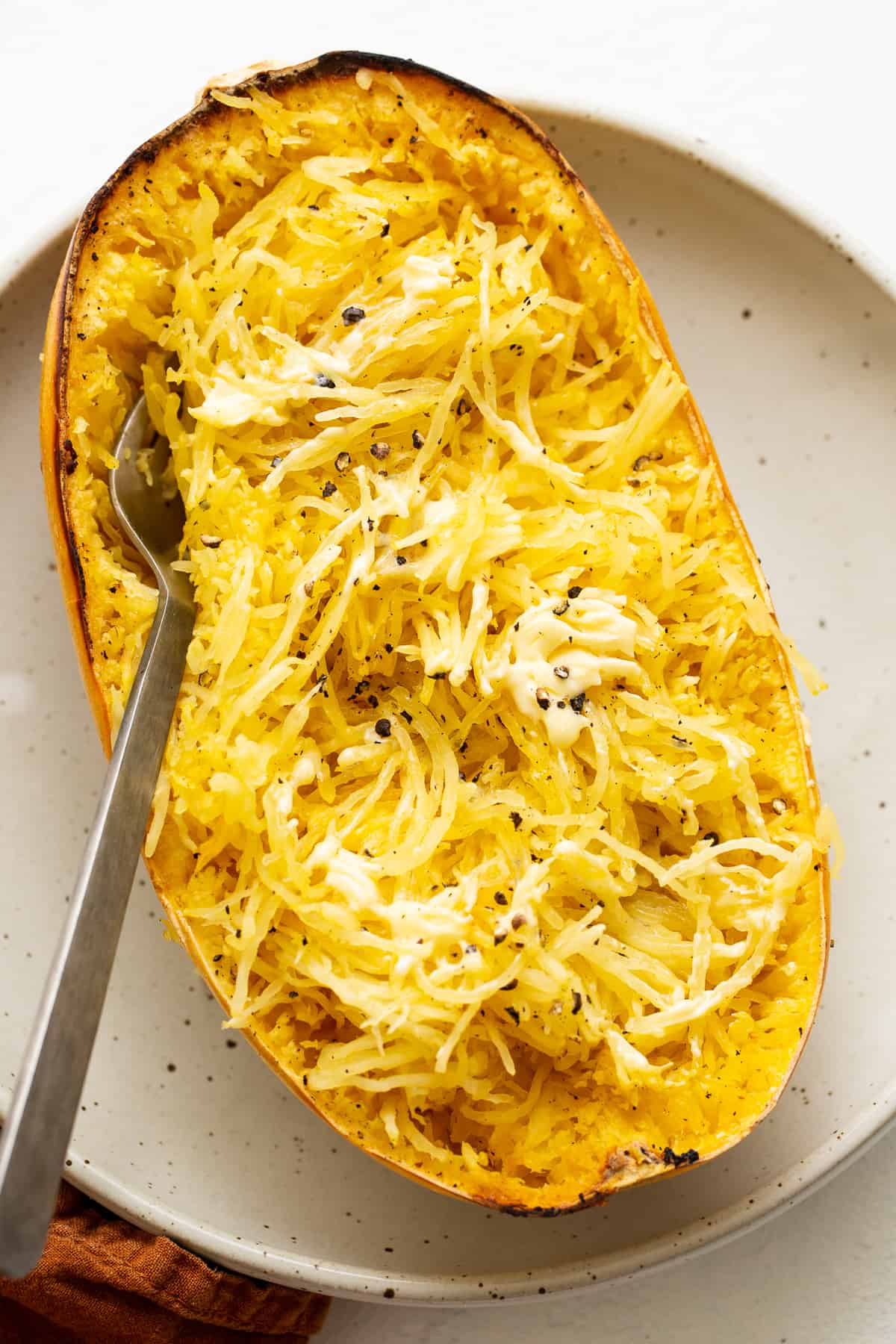 spaghetti squash with butter and cracked pepper.