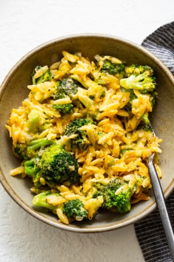 Broccoli and Cheese Casserole (with orzo) - Fit Foodie Finds