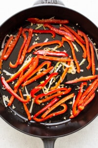 veggies in frying pan.