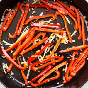 veggies in frying pan.