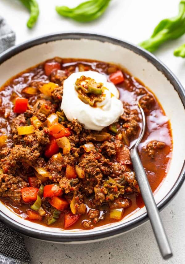 a bowl of texas chili