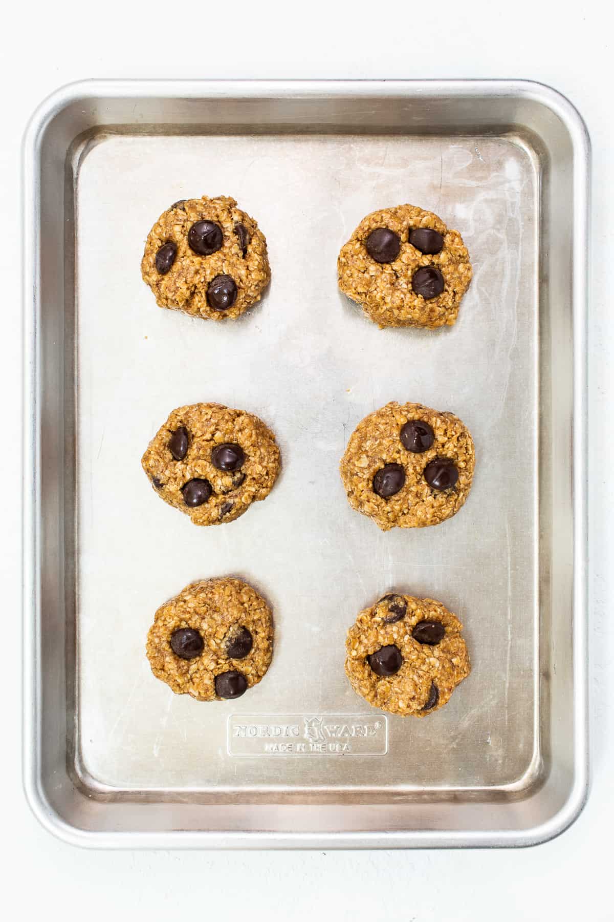 Lactation cookies on a baking sheet.