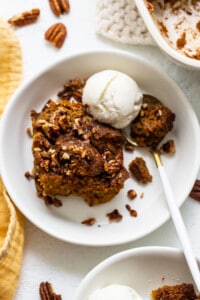 bread pudding and ice cream.