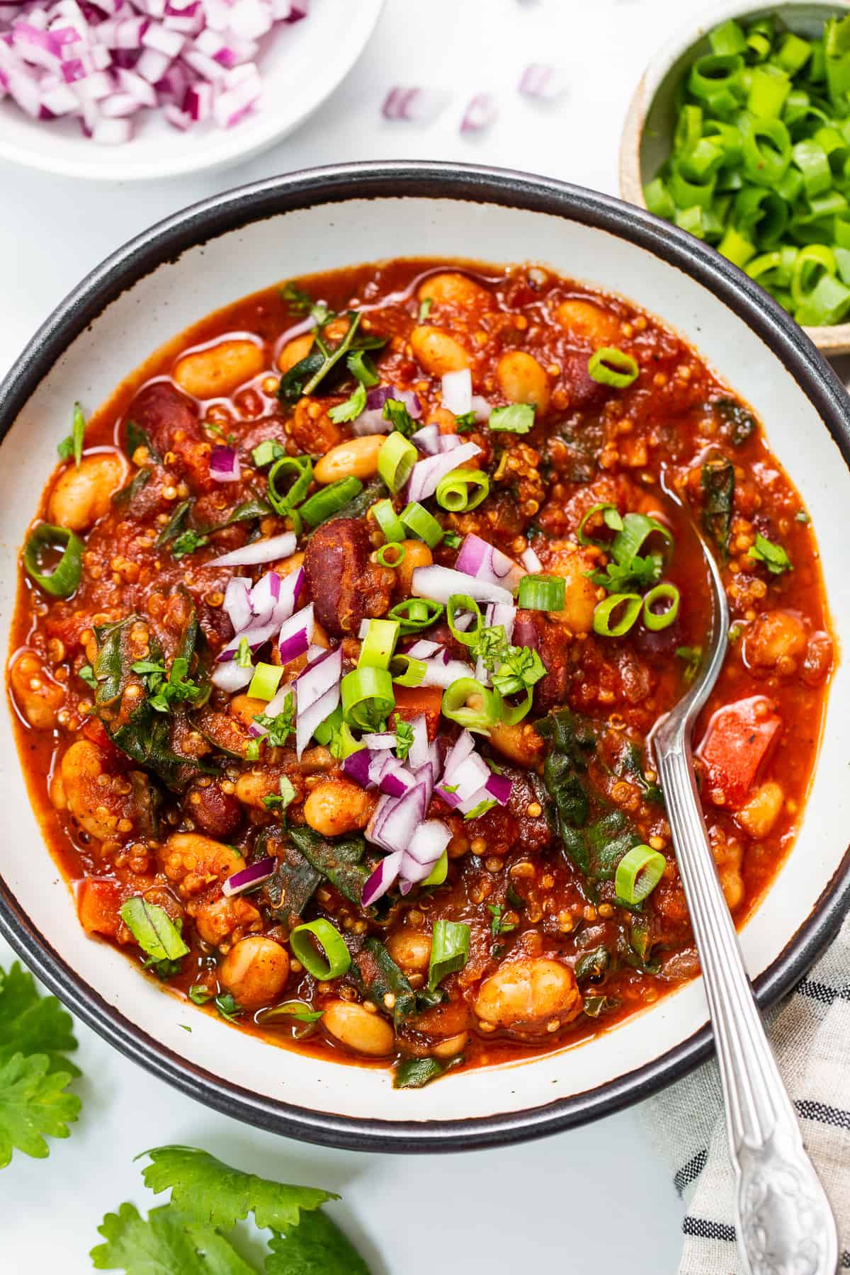 bowl of quinoa chili.