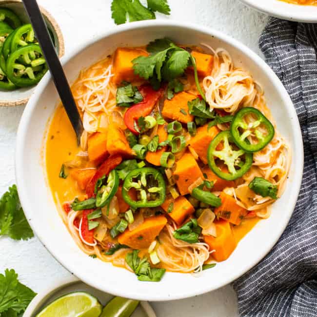 Coconut Thai Curry Soup (w/ noodles) - Fit Foodie Finds