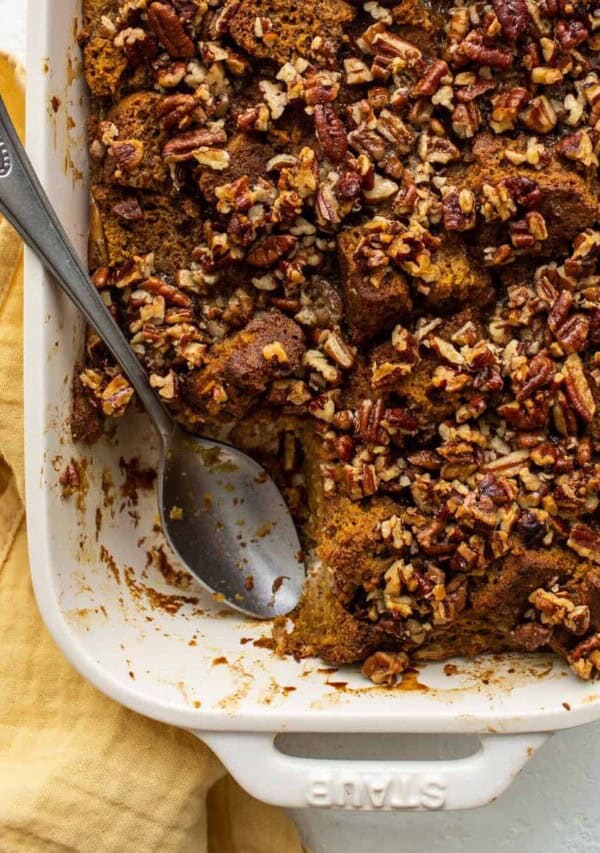 bread pudding I casserole dish.